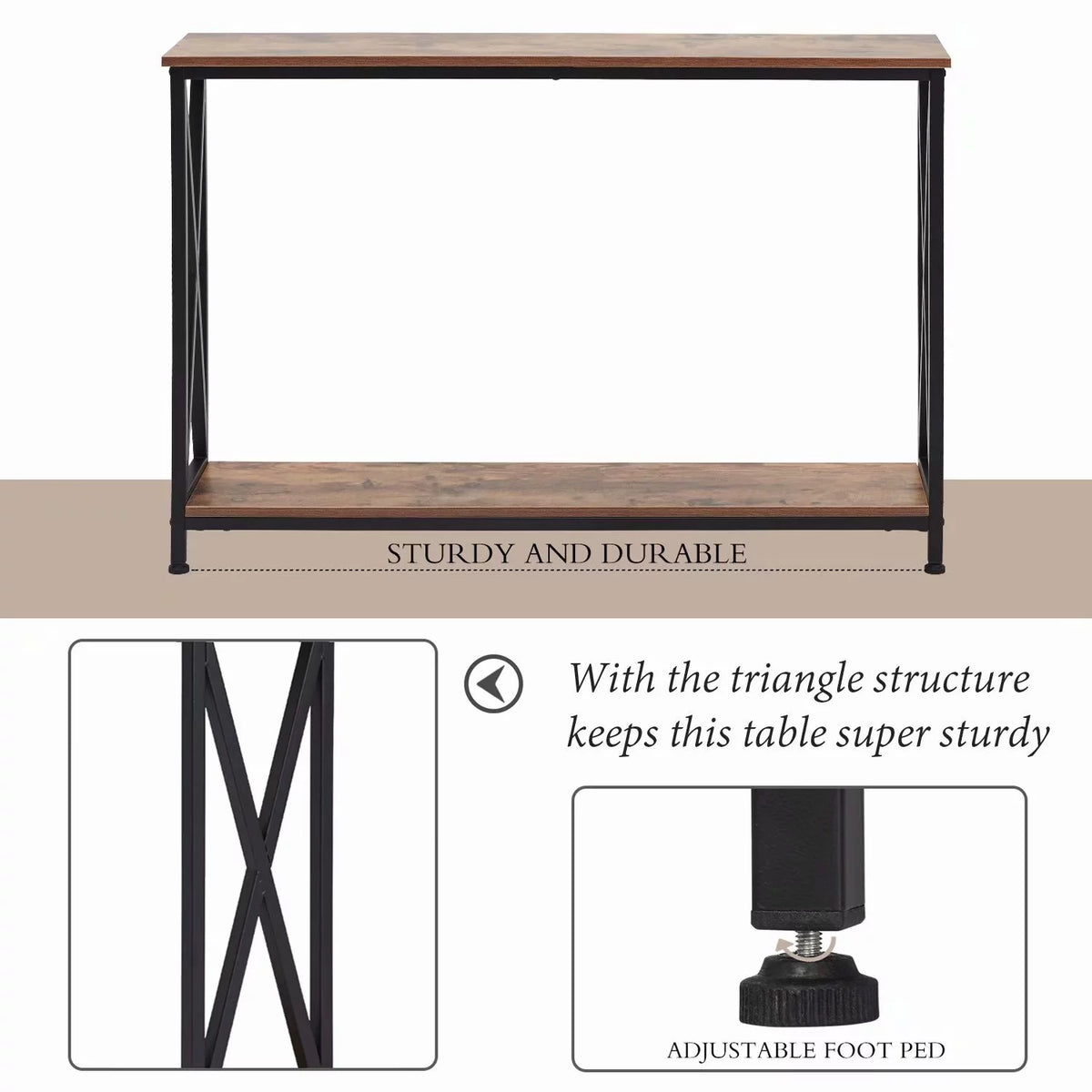 Wooden Hallway Console Table Rustic Brown K28517