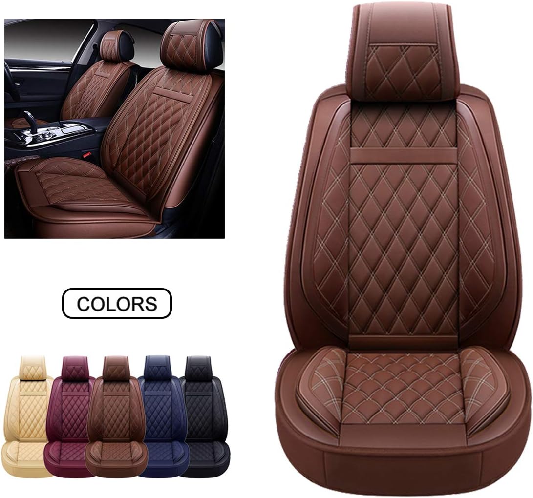 Brown Faux Leatherette Car Seat Covers Set T4590
