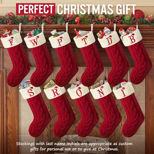 Large Embroidered Knit Christmas Stocking with Hook L443