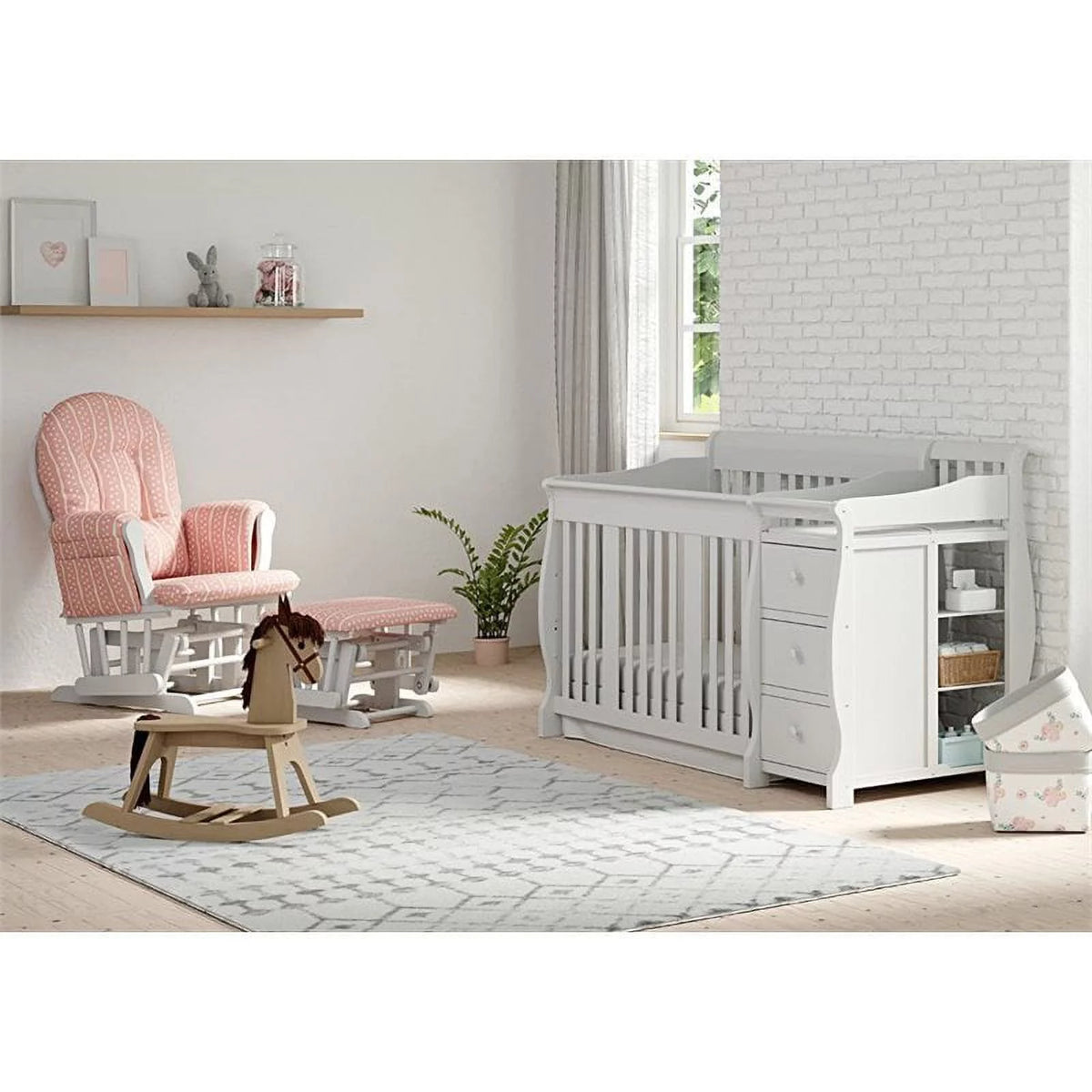 4-in-1 Convertible Crib and Changing Table Set in White Y8286