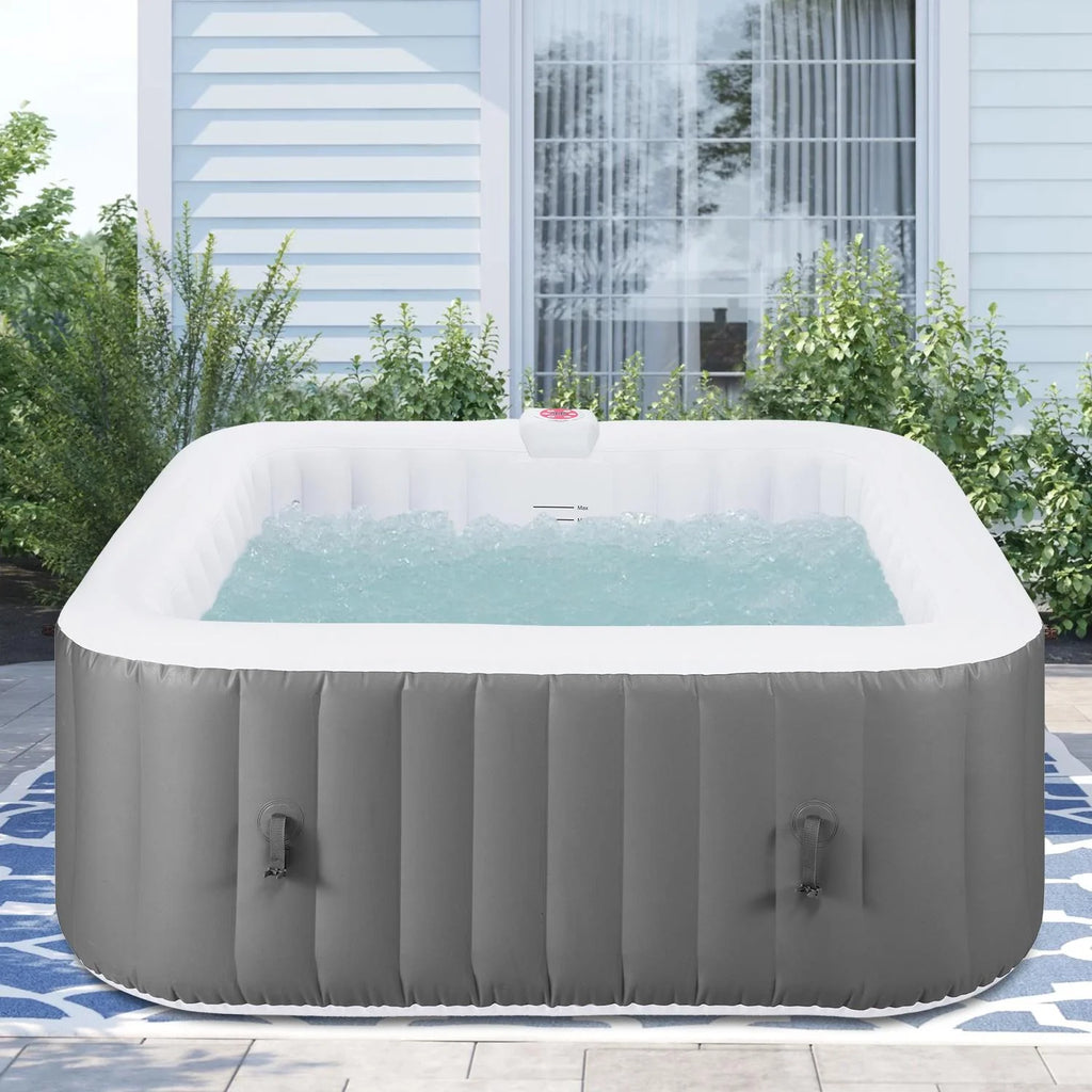 4-6 Person Inflatable Hot Tub with 130 Jets and Cover F9691