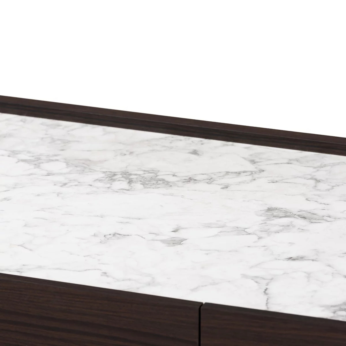 Dark Brown Gold Wood Coffee Table with Faux Marble Top A82026