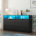 6 Drawer Double Dresser with Power Outlet and LED Light, White E559089