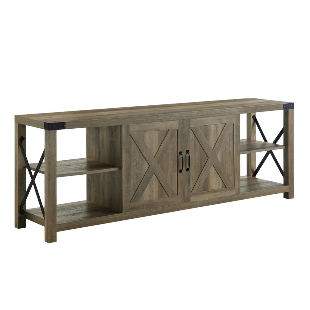 71 Inch Oak Brown TV Entertainment Center Cabinet U8414