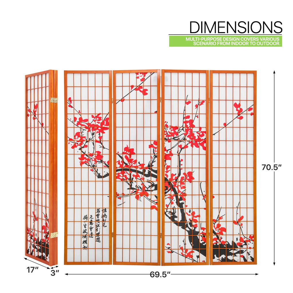 5.8 ft Tall 4 Panel Wood Room Divider K611