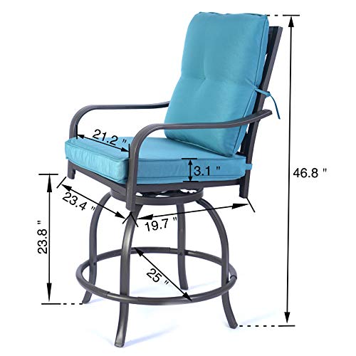High Swivel Counter Height Patio Bar Stools (Aqua) Y775538