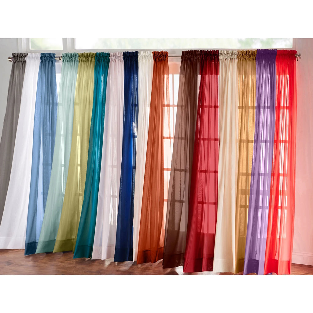 Sage Sheer Voile Rod-Pocket Window Curtains R959460