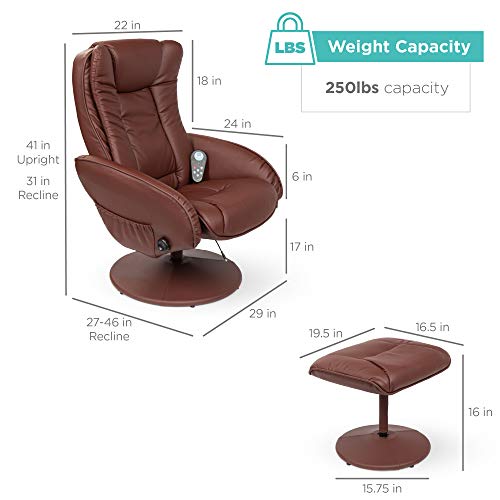 Brown Faux Leather Electric Massage Recliner with Stool O54037