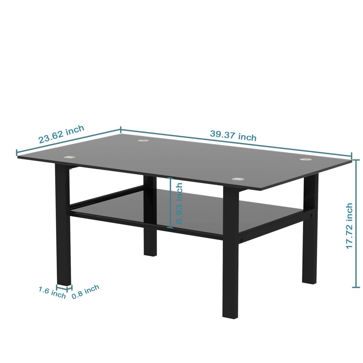 Glass Square Coffee Table Black H6088