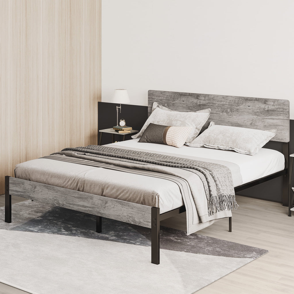 Queen Platform Bed Frame with Headboard and Under-bed Storage N63663