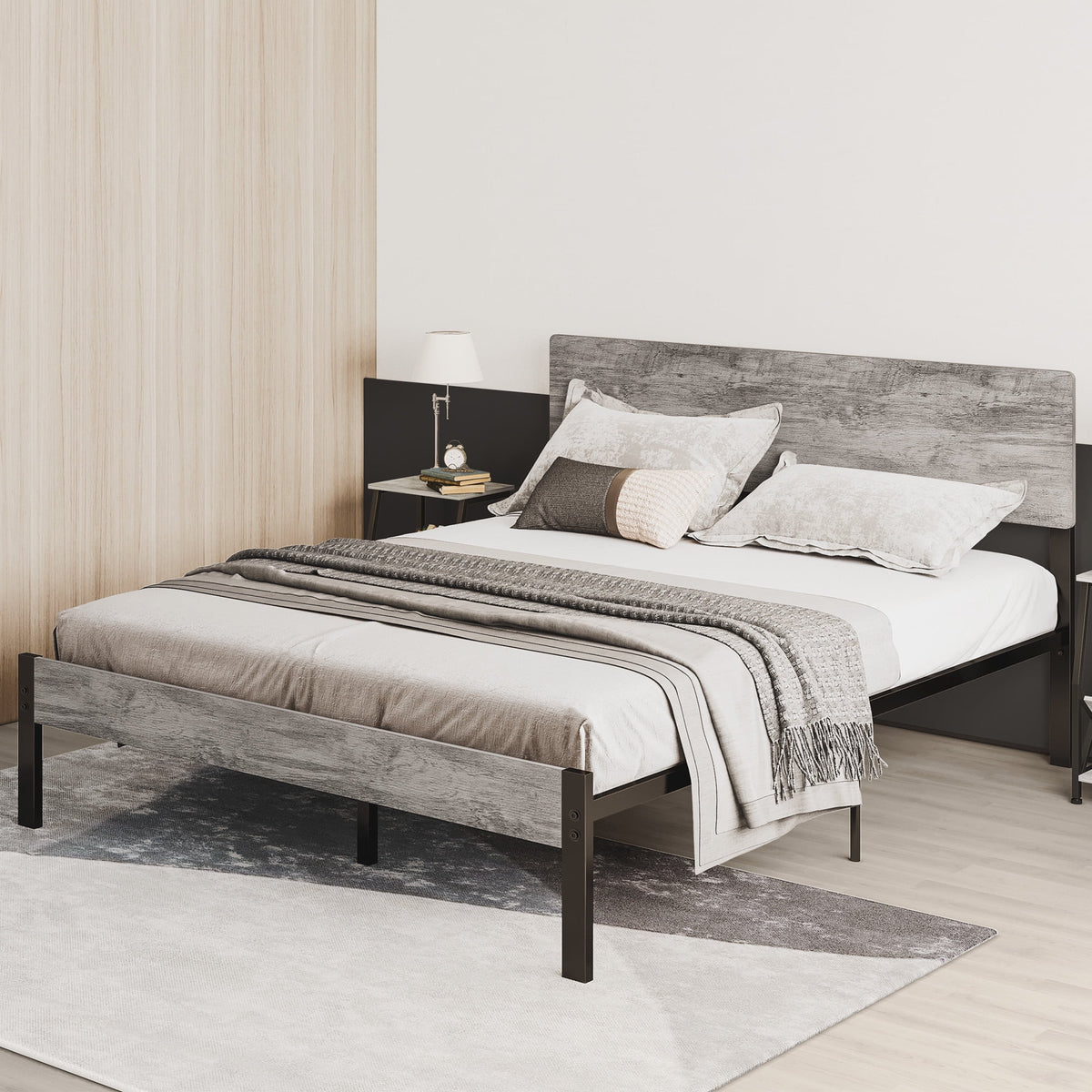 Queen Platform Bed Frame with Headboard and Under-bed Storage N63663