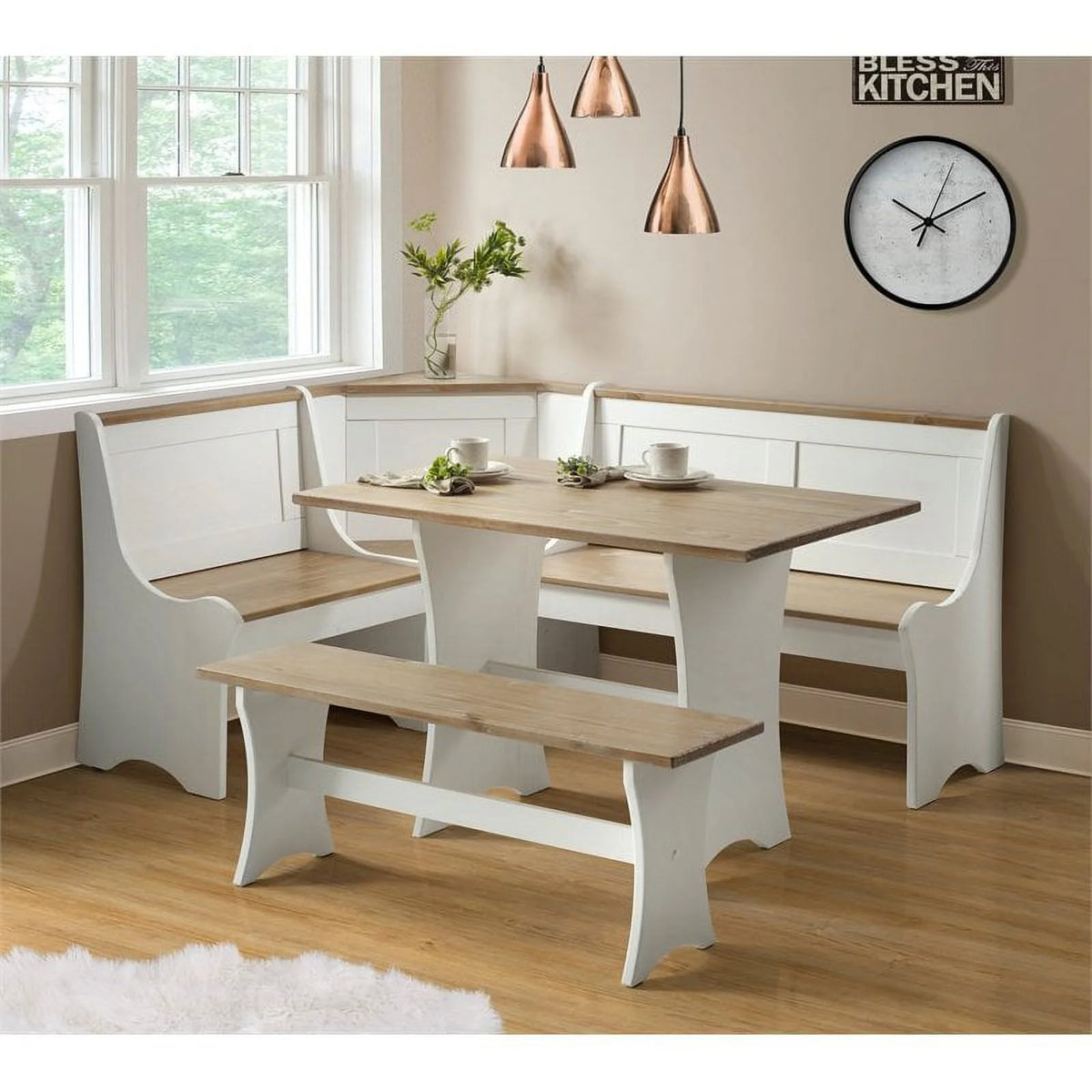 Antique White Dining Nook Set Z15359