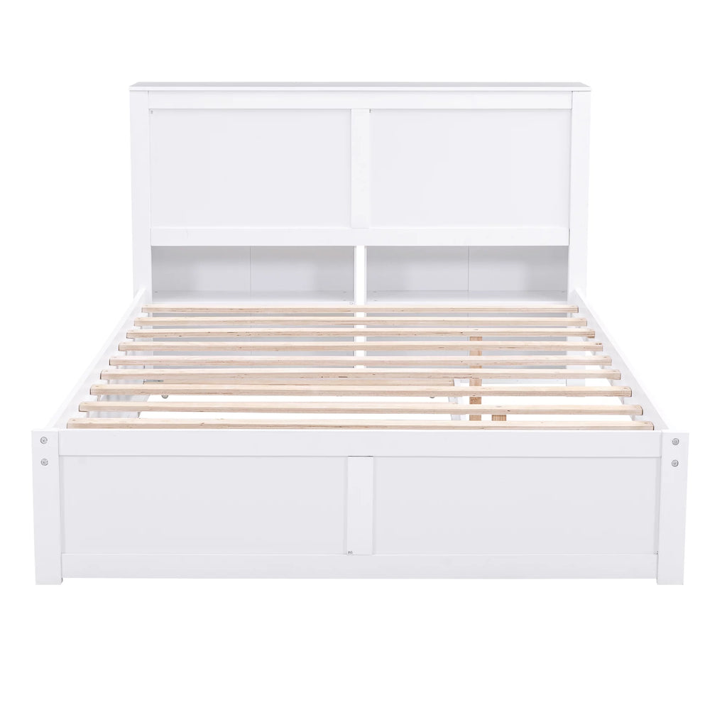 Full Size Wood Platform Bed with Trundle and Storage O84366