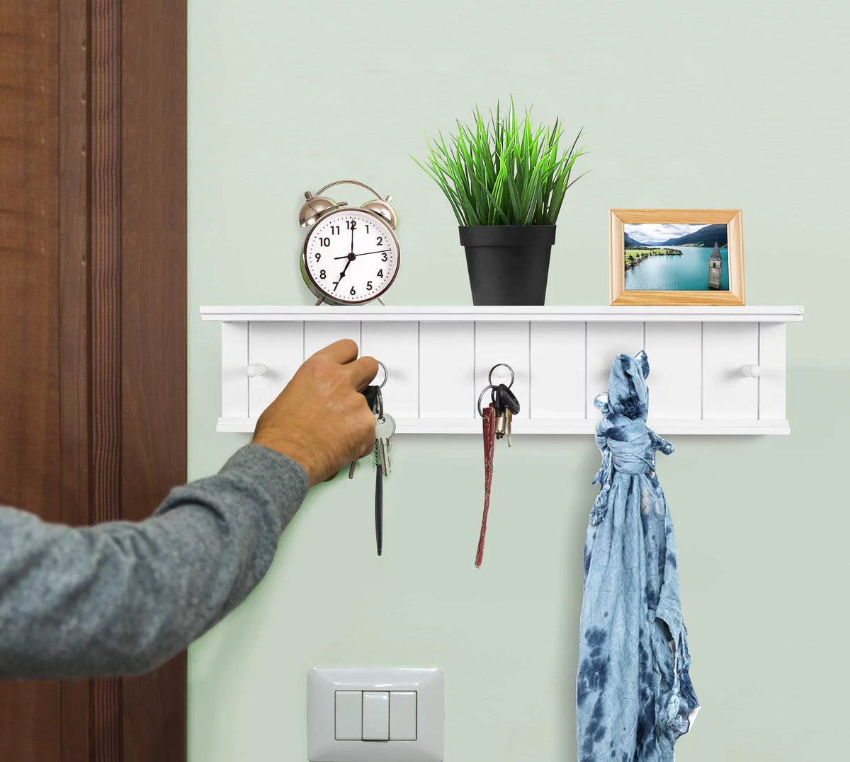 White MDF Wood Floating Shelf S716