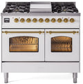 White Dual Fuel Natural Gas Range with Brass Trim D48129