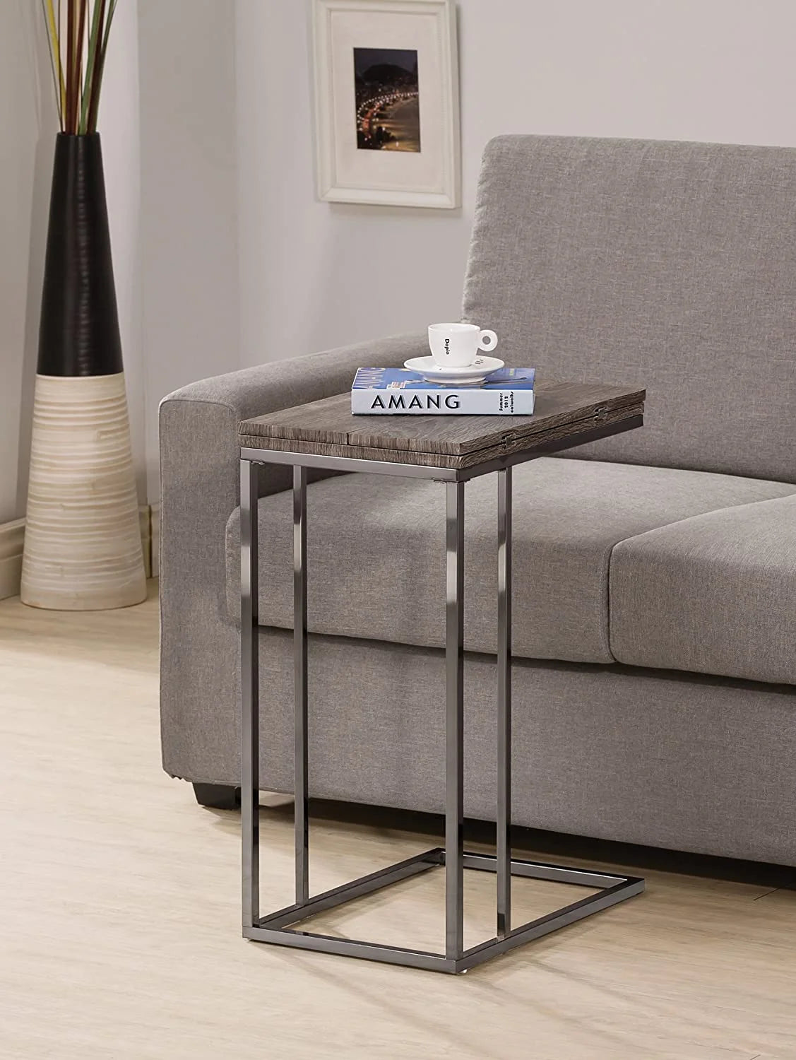 Weathered Grey Expandable Side End Table W6049