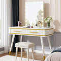 47" White Makeup Vanity Desk with 2 Drawers L91204
