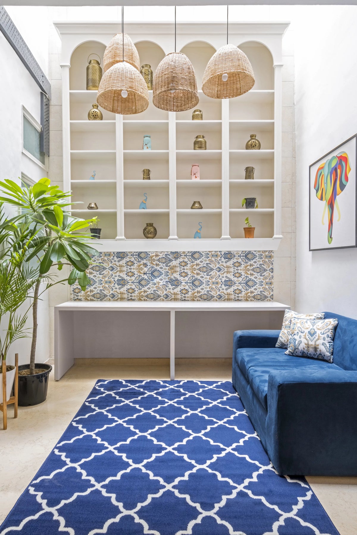 Blue Modern Geometric Area Rug L36345