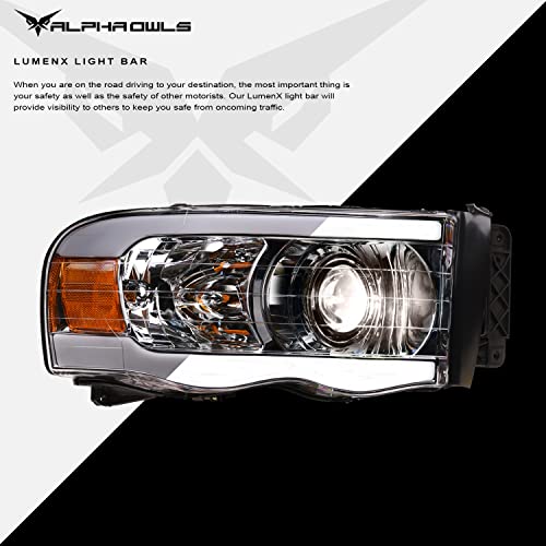 Full LED Projector Headlights With Switchback Sequential LED Light Bar & Startup Light - Black Amber I6995