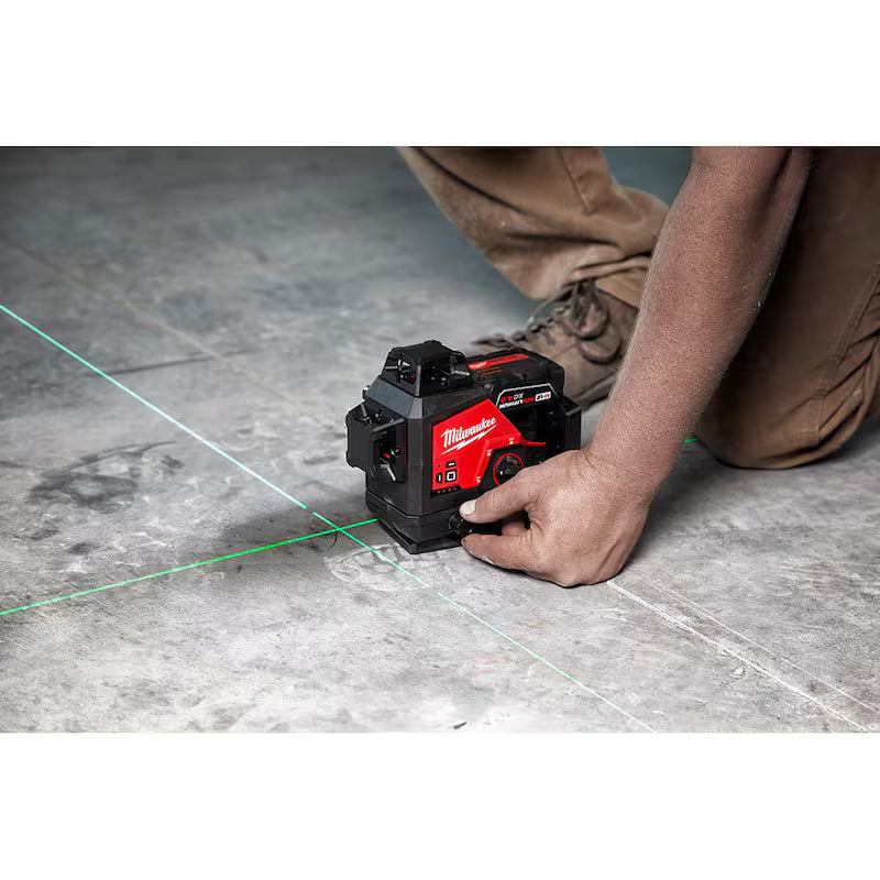 12-Volt Cordless Green 3-Plane Laser Level Kit X3427