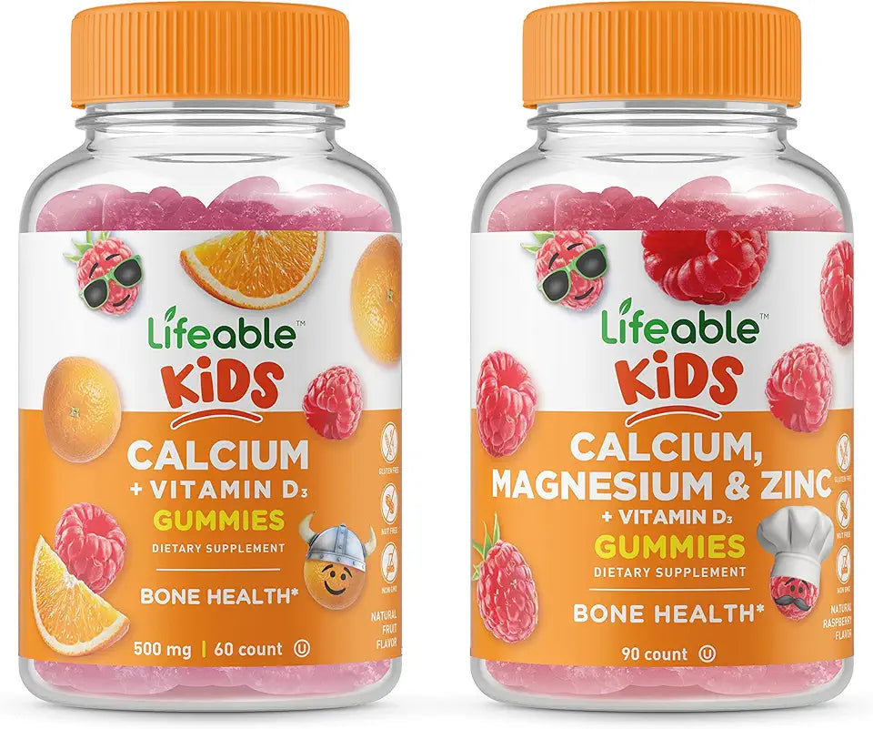 Calcium with Vitamin D Kids + Calcium Magnesium & Zinc Kids Gummies Bundle O1041