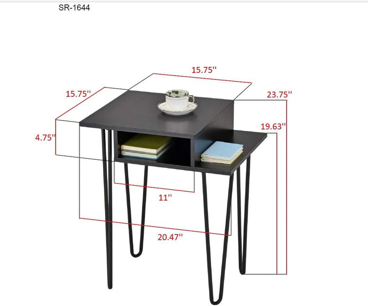 Black Metal Wood Side End Table Night Stand A925713