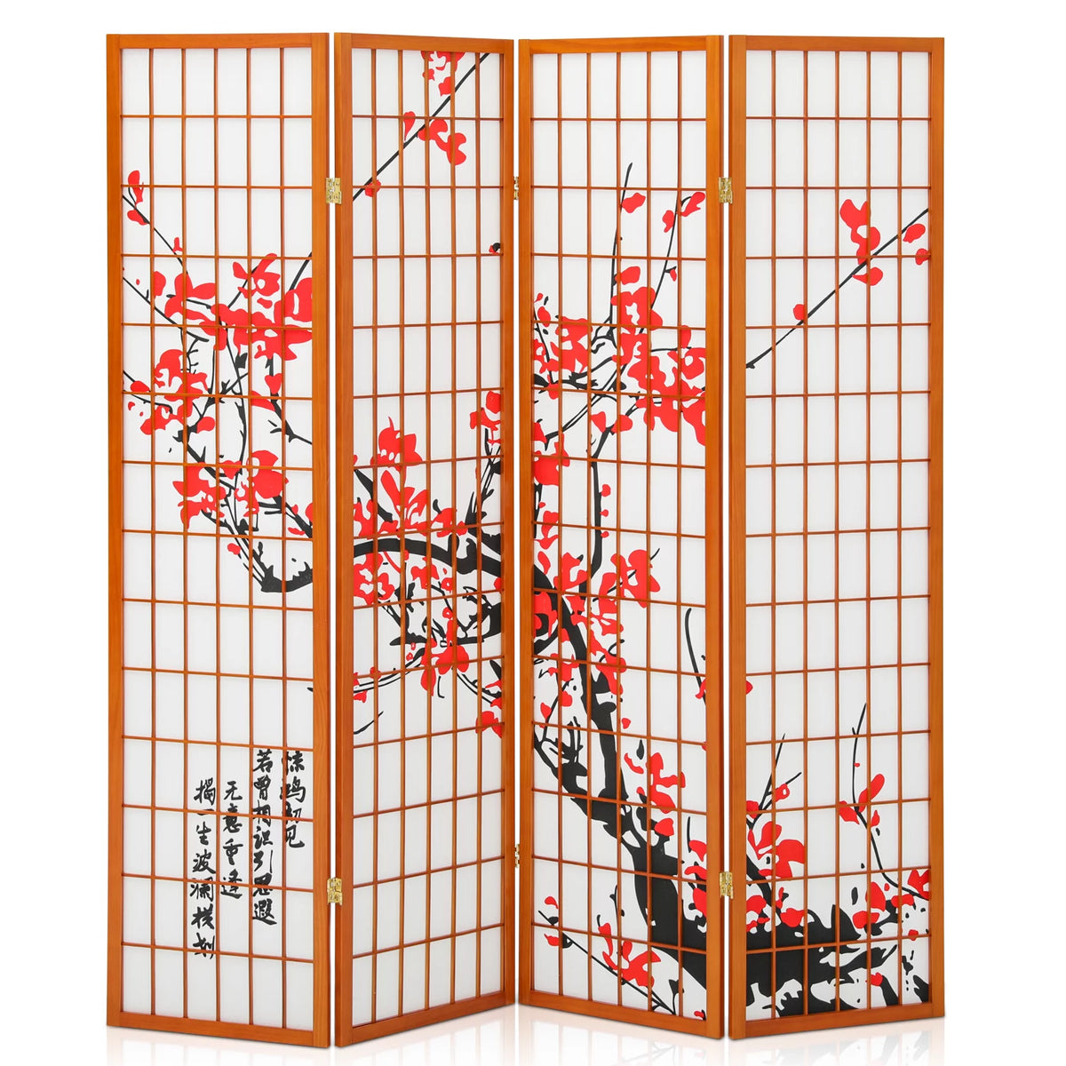 5.8 ft Tall 4 Panel Wood Room Divider K611