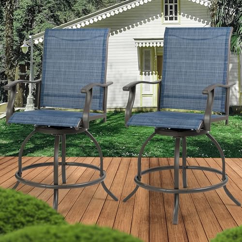 High Swivel Counter Height Patio Bar Stools (Aqua) Y775538