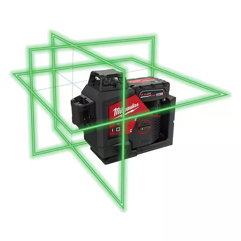 12-Volt Cordless Green 3-Plane Laser Level Kit X3427