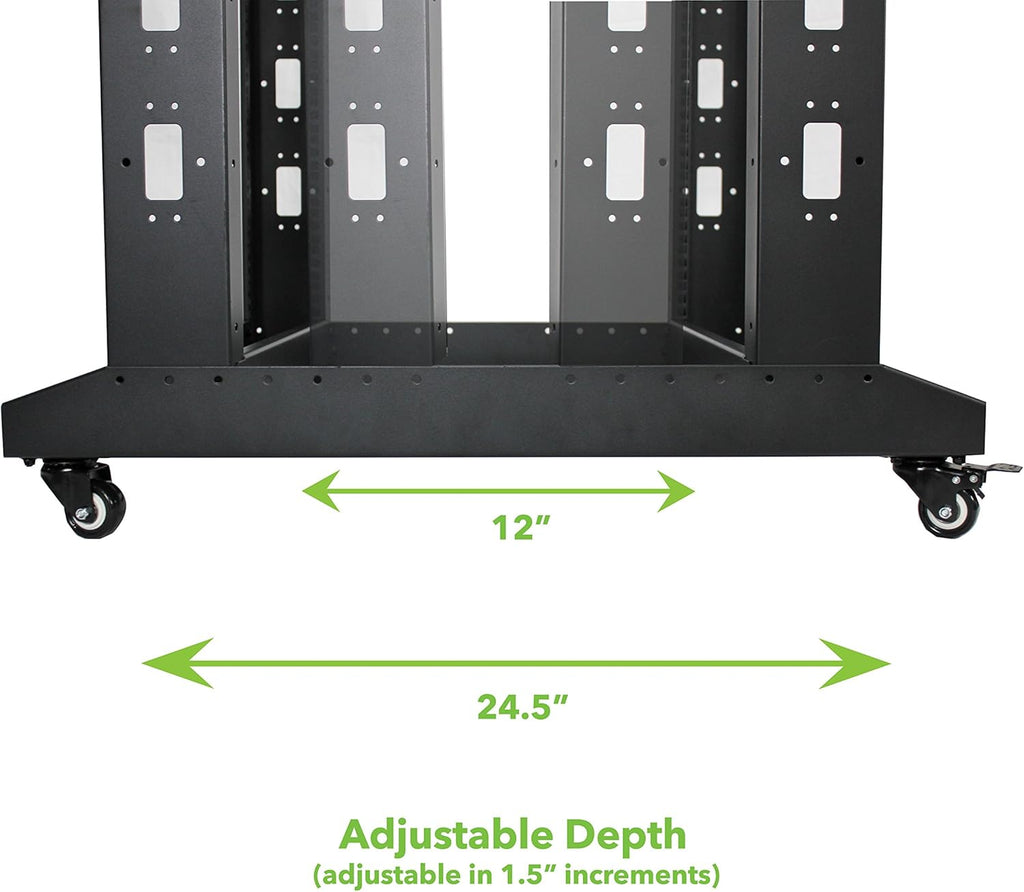22U 4-Post Open Frame Server Network Rack with Casters Black E483