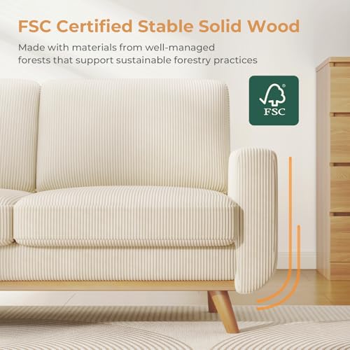 Beige Corduroy Loveseat Sofa L607124