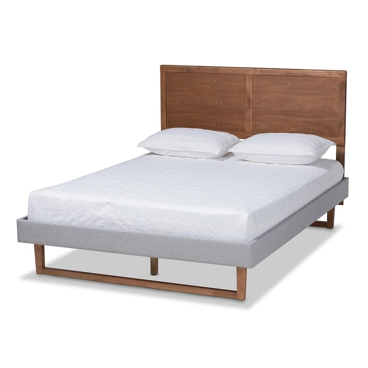 King Size Light Gray Upholstered Wood Platform Bed X5876