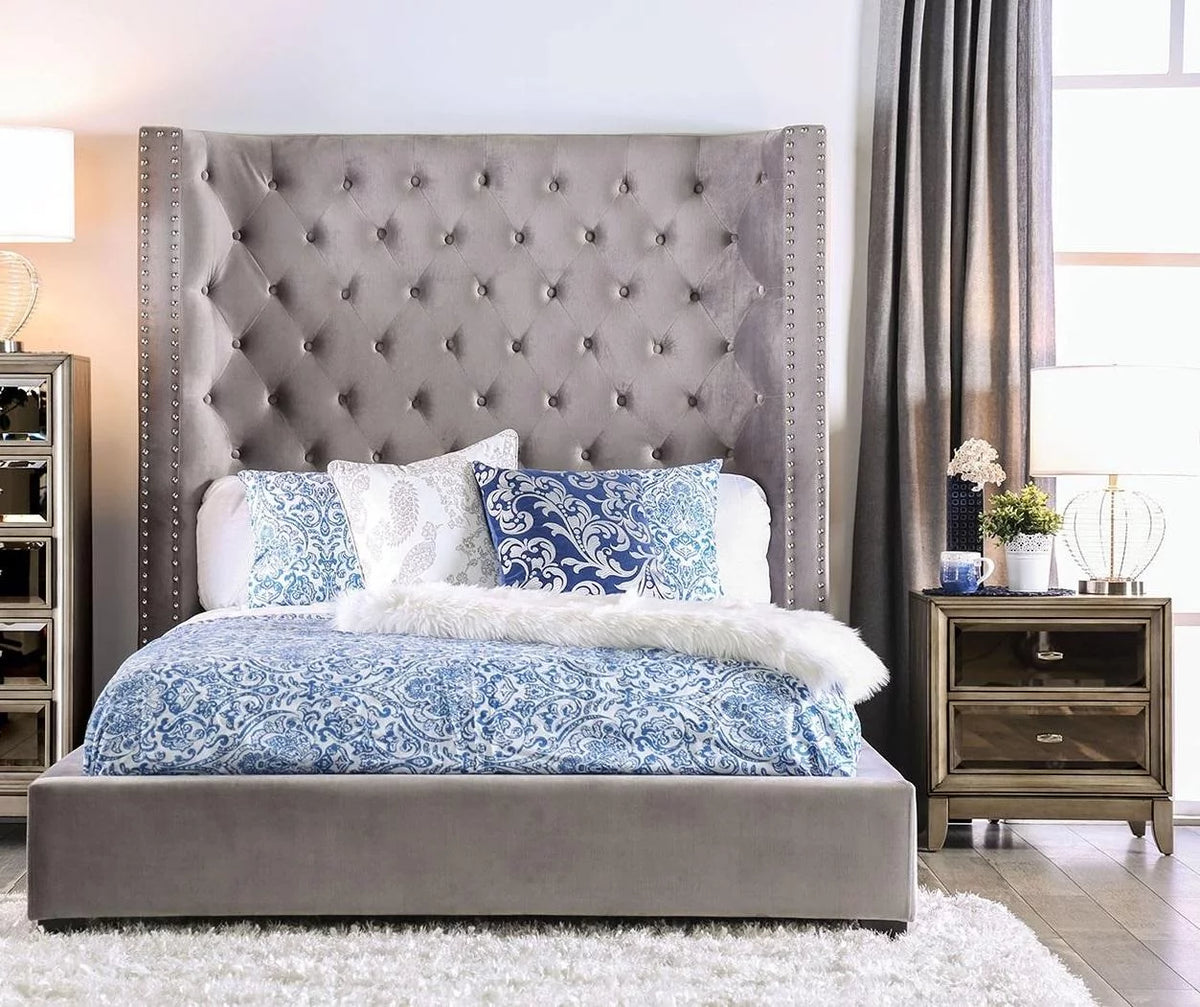 Gray Solid Wood King Bedroom Set 3pcs G7194