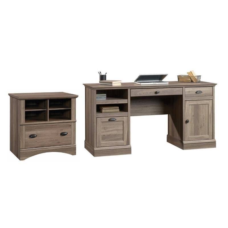 Salt Oak 2 Piece Desk and File Cabinet Set R996