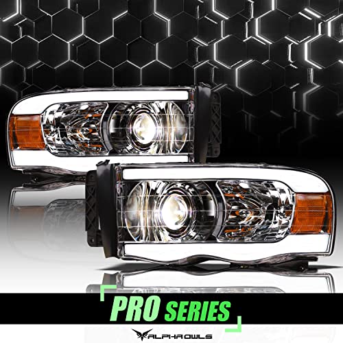 Full LED Projector Headlights With Switchback Sequential LED Light Bar & Startup Light - Black Amber I6995