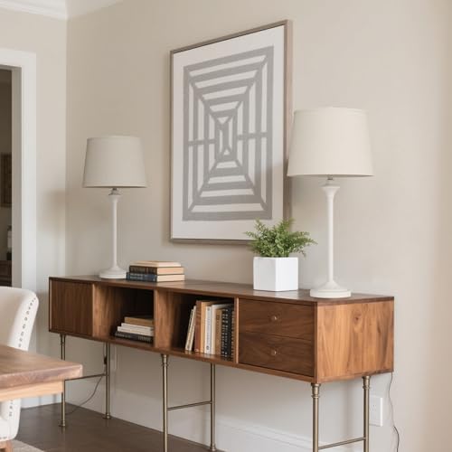 Black Table Lamps Set of 2 with Fabric Shade N6254