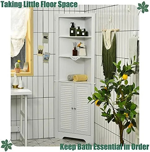 Corner Hutch Cabinet with Shutter Doors and Adjustable X392