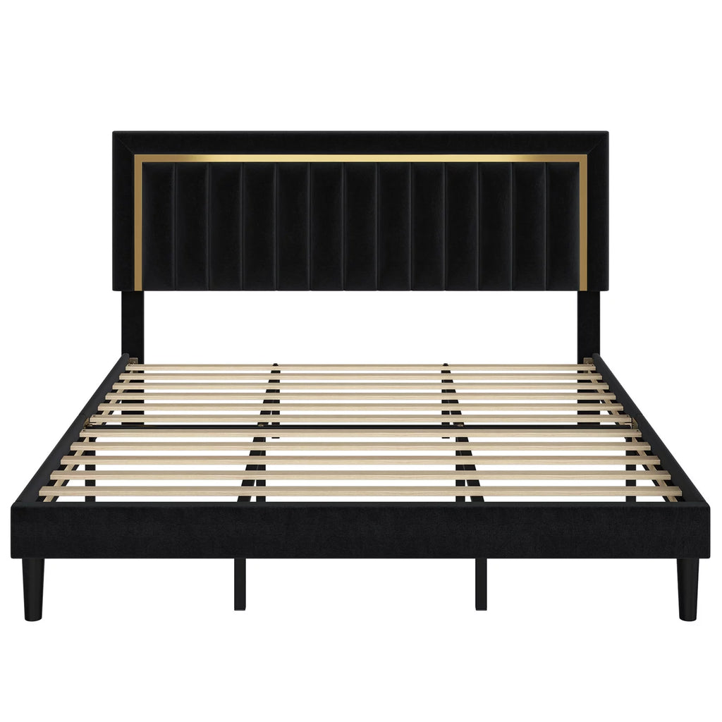 Queen Velvet Tufted Upholstered Platform Bed Frame X382