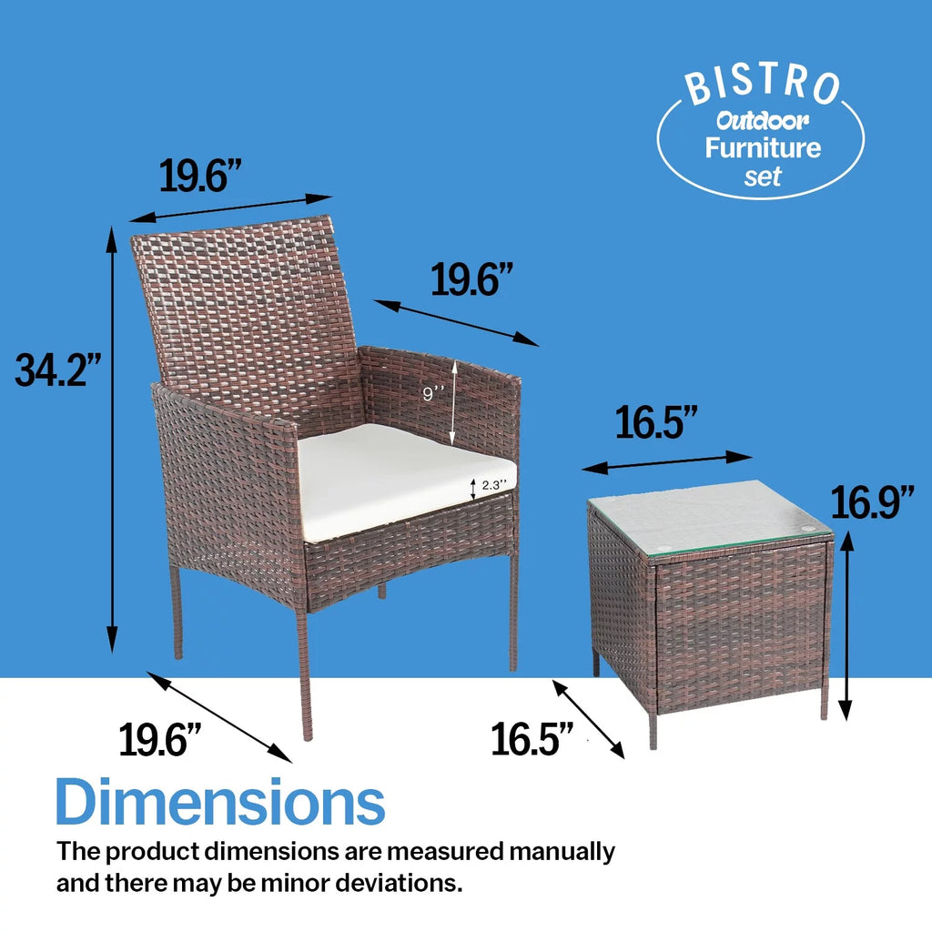 3 Piece Patio Rattan Furniture Set Beige I327