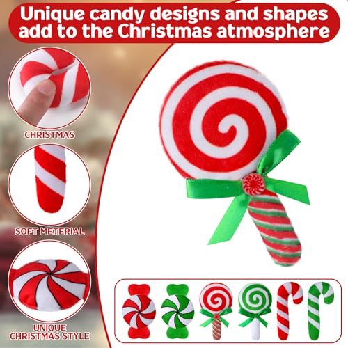 6 Pcs Catnip Cat Toys Peppermint Candy Cane Cat Chew Toy Soft Interactive Kitten Teething Toys Cat Pillow G308