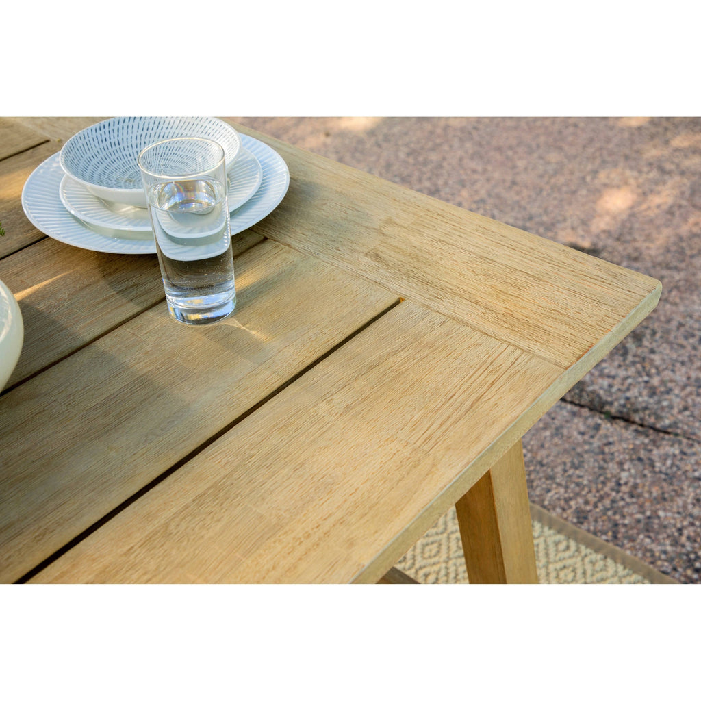 Light Brown Eucalyptus Wood Rectangular Outdoor Dining Table V1673