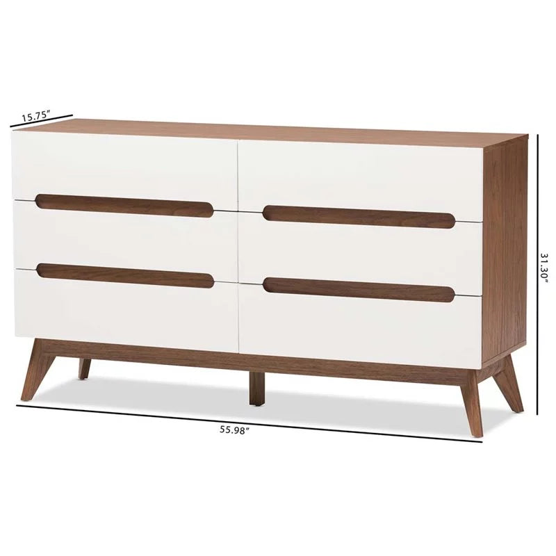 6 Drawer Wooden Double Dresser S170045