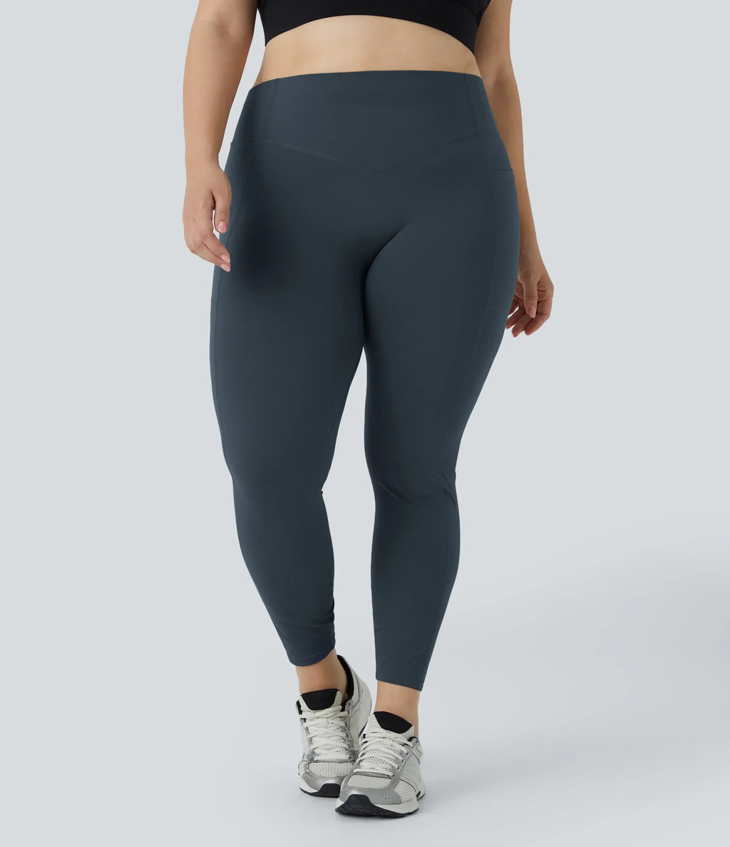 High Waisted Tummy Control Shaping Leggings Plus Size V49301
