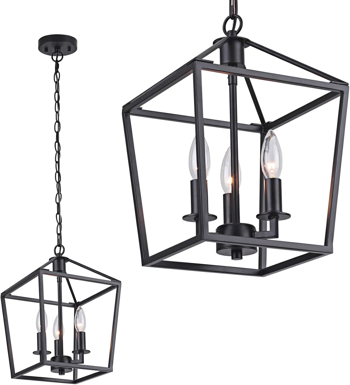 3-Light Industrial Metal Lantern Pendant Light I486
