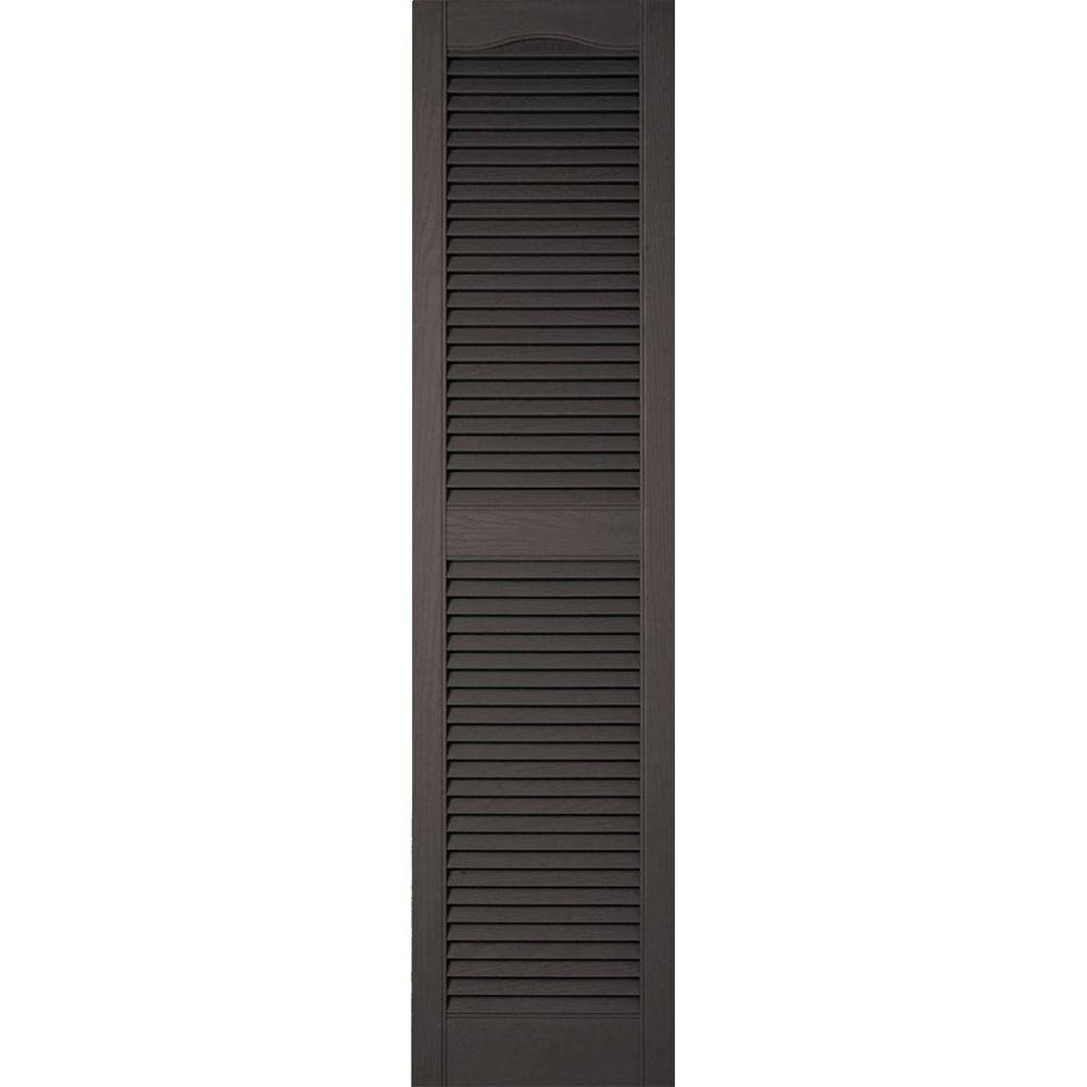 Vinyl Cathedral Top Center Mullion Open Louver Shutters K87765