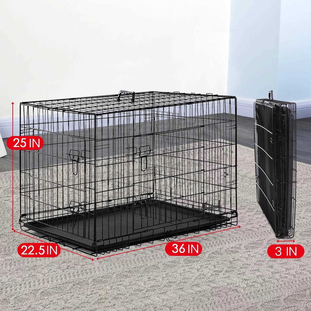Large Dog Crate with Divider and Double Door G5155