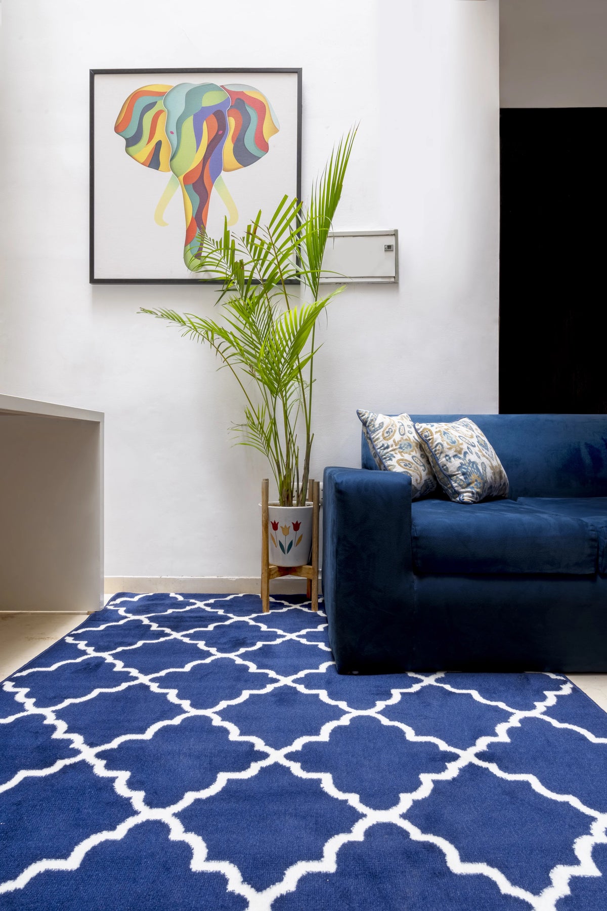 Blue Modern Geometric Area Rug L36345