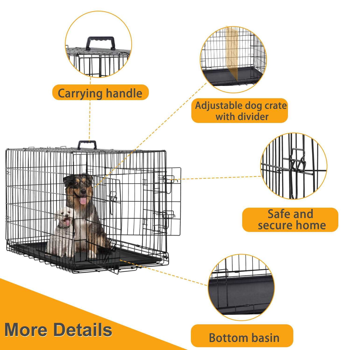 Large Dog Crate with Divider and Double Door G5155