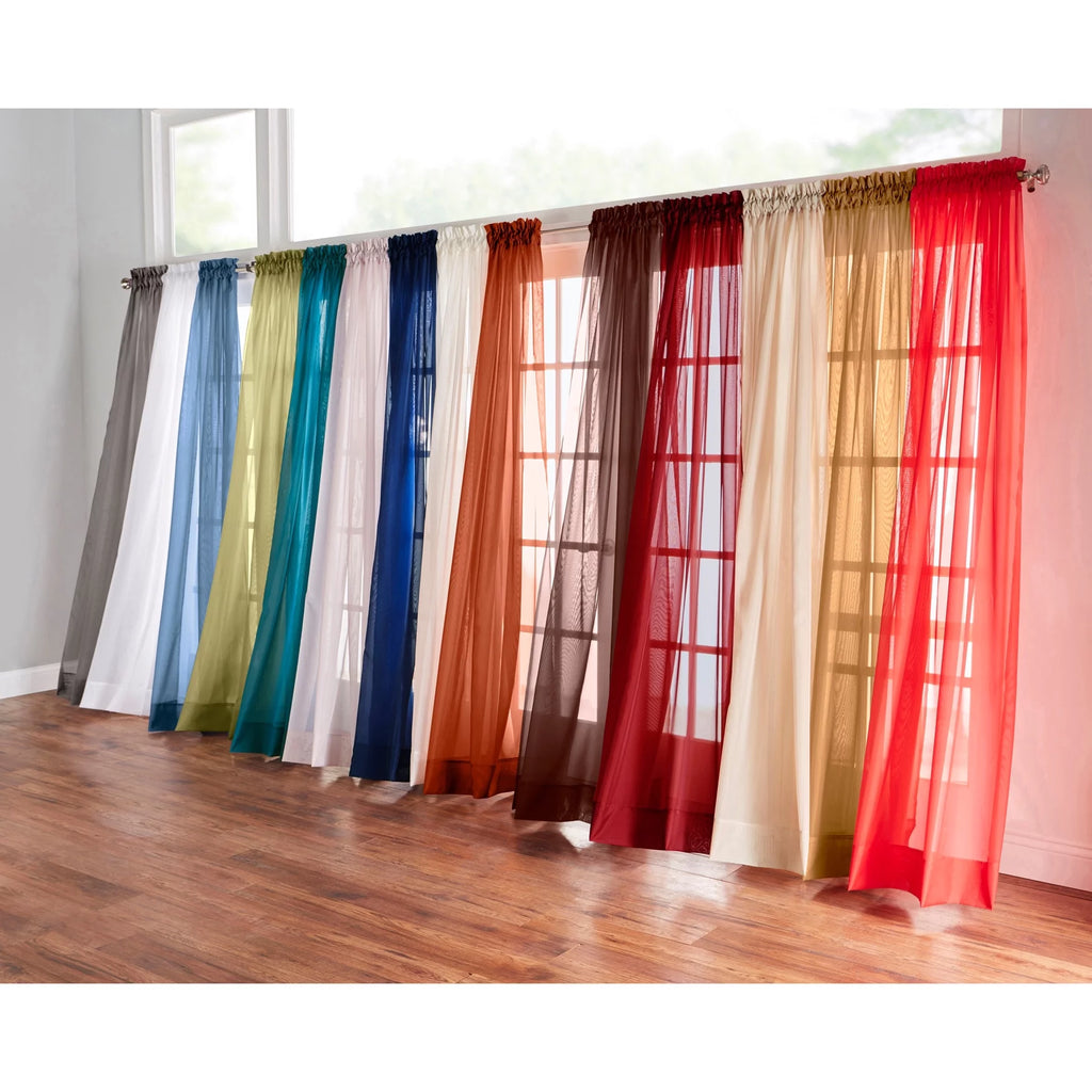 Sage Sheer Voile Rod-Pocket Window Curtains R959460