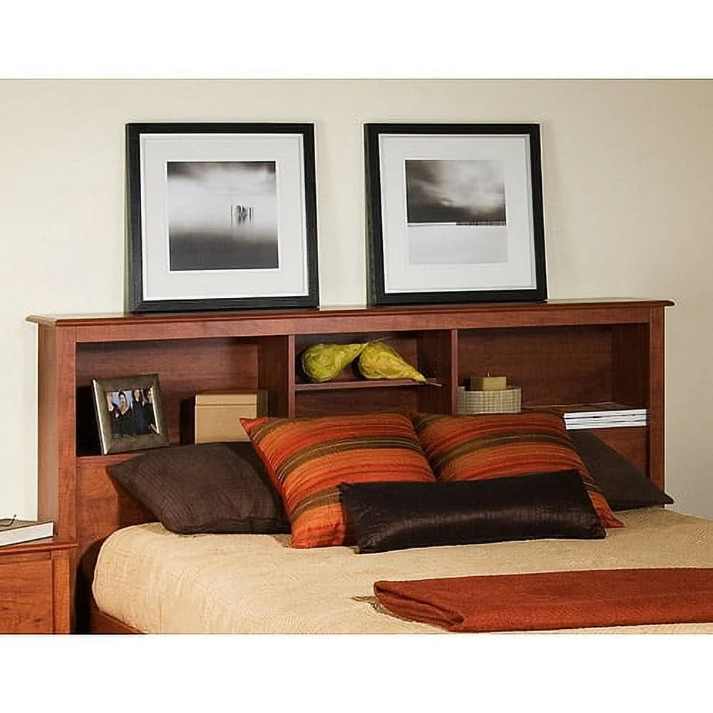 White Full/Queen Bookcase Headboard L7150
